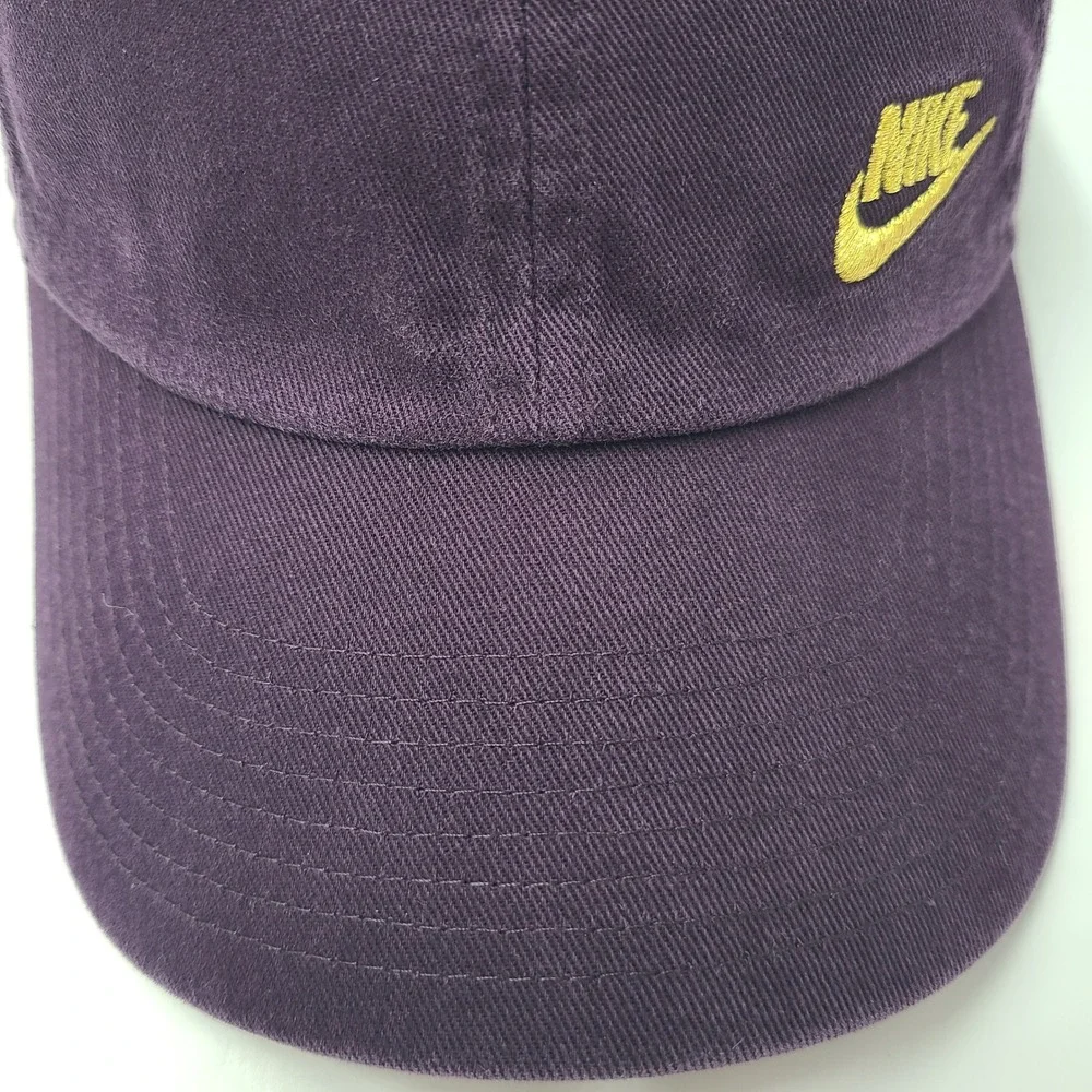 Nike Hat Strapback (Fits Small) Purple Gold Heritage86 Swoosh Logo Casual Cotton